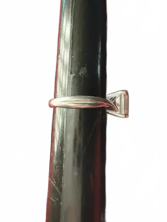 Emerald Cut Clear Stone Silver Tone Ring Size 8 - Picture 2 of 7